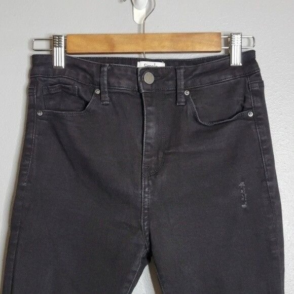 Simple Society Skinny Jeans Emo Goth Skater Punk Distressed Holes Black sz 5/27 - Picture 4 of 7